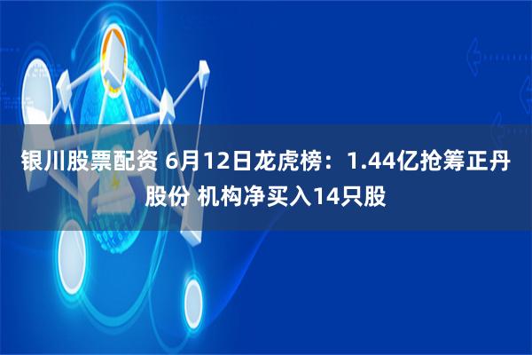 银川股票配资 6月12日龙虎榜：1.44亿抢筹正丹股份 机构净买入14只股