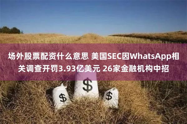 场外股票配资什么意思 美国SEC因WhatsApp相关调查开罚3.93亿美元 26家金融机构中招