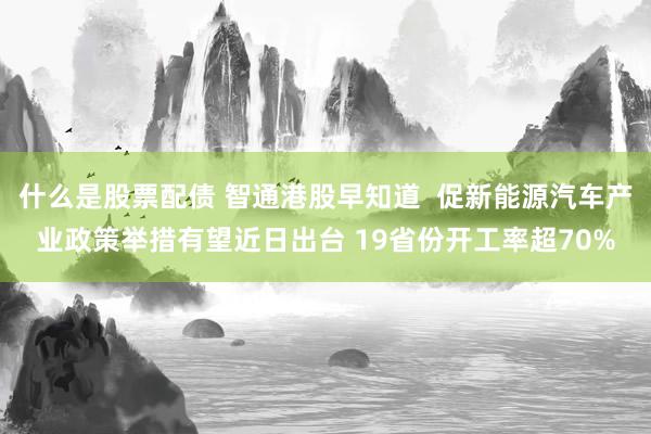 什么是股票配债 智通港股早知道  促新能源汽车产业政策举措有望近日出台 19省份开工率超70%