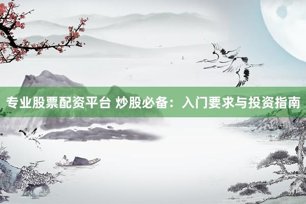 专业股票配资平台 炒股必备：入门要求与投资指南