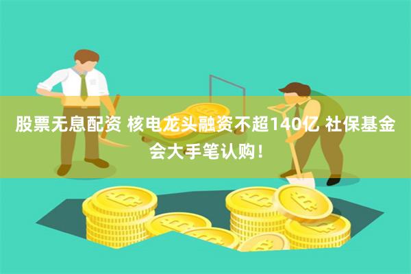 股票无息配资 核电龙头融资不超140亿 社保基金会大手笔认购！